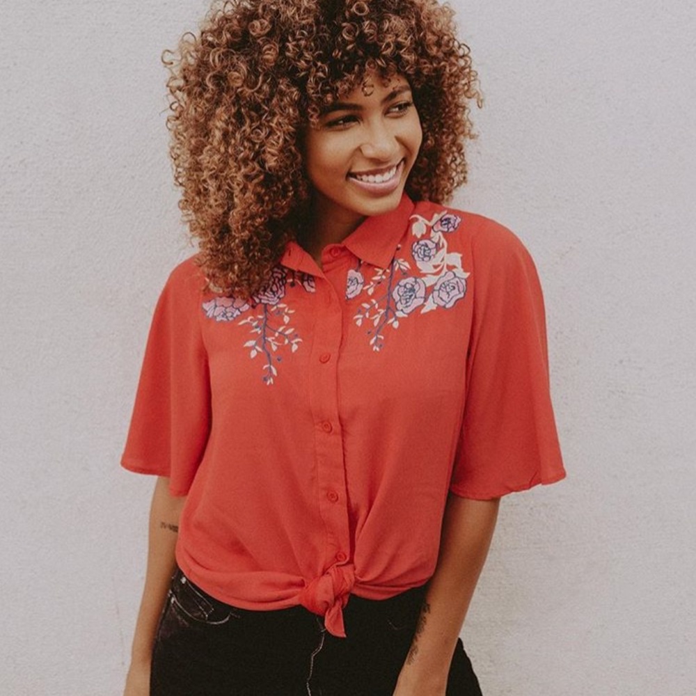 Ashley lemieux embroidered top